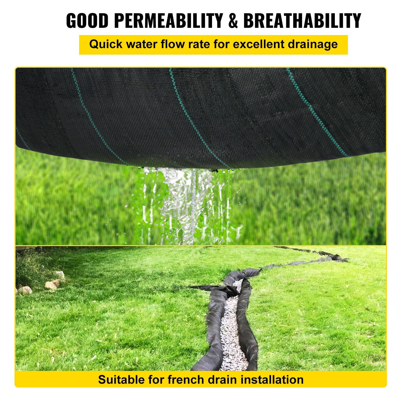 3.5oz Woven Geotextile Fabric, 12.5FT x 30FT, Heavy Duty Weed Barrier, Driveway Underlayment for Drainage, Landscaping & Erosion Control, Black