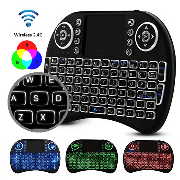 NeeGo Mini Wireless USB Connection Keyboard with Touchpad Mouse Compatible with Windows PC, Raspberry Pi, Android TV Box, Slideshow Presenter Portable LED Backlit, Excellent Anti-Interference