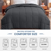 Bedding Comforter Down Alternative Queen Size, Cooling Duvet Insert with Corner Tabs and Box Stitched, Lightweight Bedding Quilted Comforter for All Season, Grey
