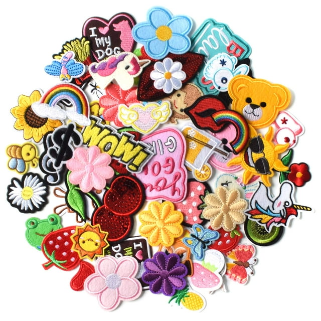 Parches para planchar AXEN, accesorios de bricolaje, 60 unidades, diseños variados