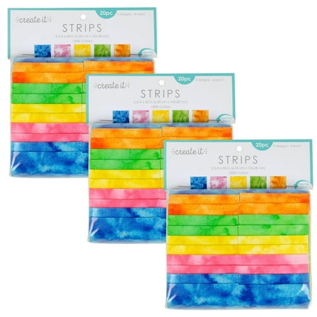 Create It 2.5"X42" 100% Cotton Texture Precut Sewing & Craft Fabric Strips, Multicolor 60 Pieces