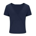 thumbnail image 5 of jtjvou Womens Crop Cleavage Tops Y2k Short Sleeve Shirts Summer Going Out Outfits Deep V Neck Basic Tees Streetwear Blue M, 5 of 7