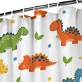 thumbnail image 3 of White Cartoon Dinosaurs Leaves Pattern Shower Curtain 72"x72" ,Bathroom Decorative Shower Curtains Set with 12 Hooks,Modern Waterproof Washable Shower Curtain, 3 of 6