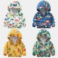 thumbnail image 3 of Kids Baby Boys Girls Dinosaur Print Hooded Zip Jackets Toddler Trench Windbreaker Casual Outerwear 2-7T, 3 of 4