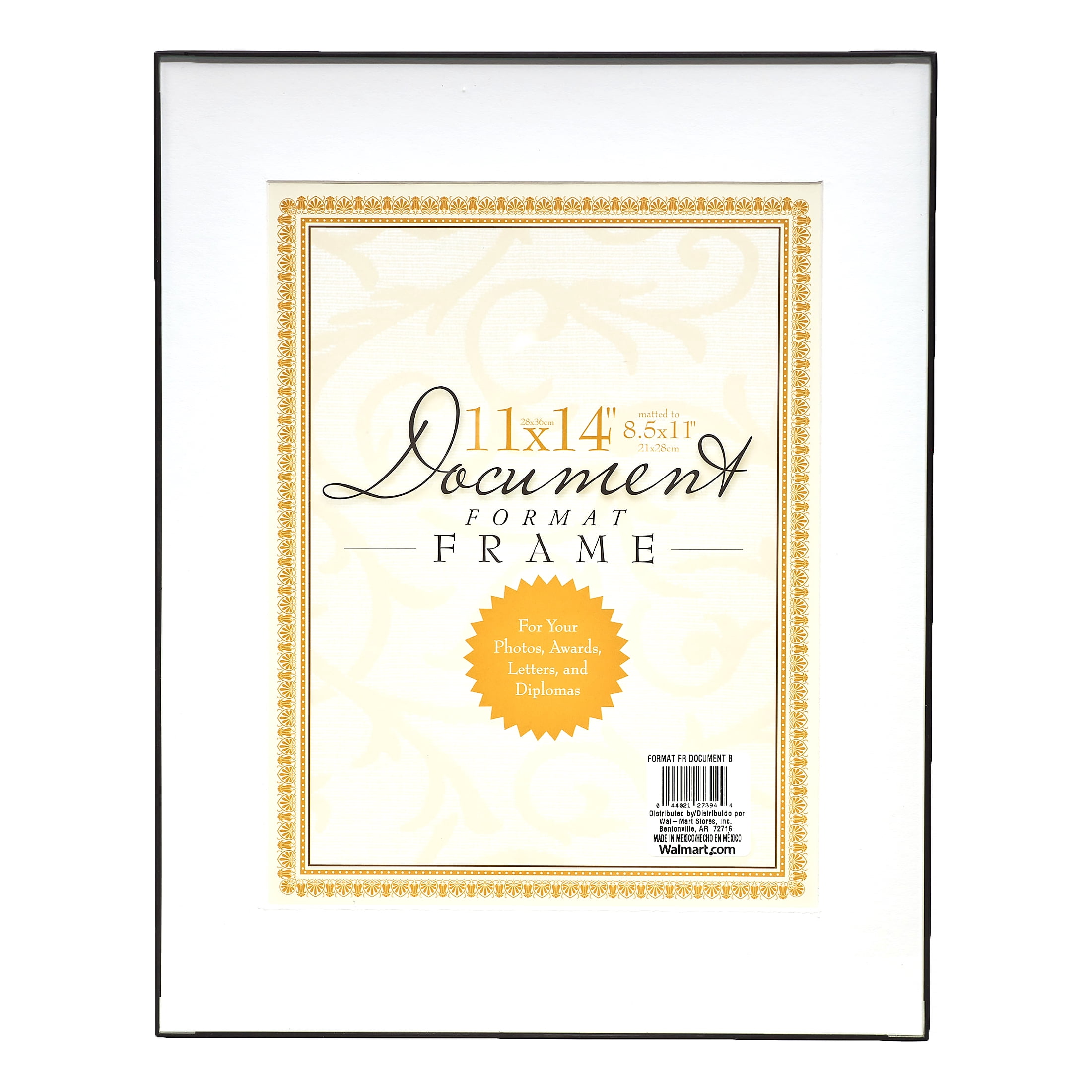 Mainstays 11x14 Matted to 8.5x11 Front Loading Document Picture Frame, Black, Set of 3
