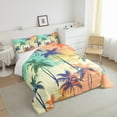 thumbnail image 2 of Tropical Bed Set King,Watercolor Palm Tree Leaf Comforter Set for Teens Youth ,Green Plant Tree Bedding Set,Jungle Botanical Quilt,Abstract Oil Plainting Style Duvet Insert, 2 of 5