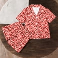 thumbnail image 4 of ITSAME Girls Outfit Sets, Fashion Print Lapel Button Up Tops and Shorts Casual Home Clothes 2-Piece Red Size 10, 4 of 7