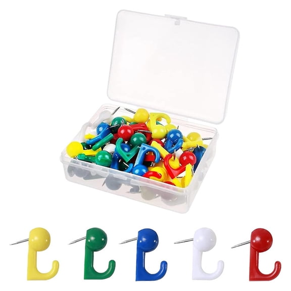 30/50 Pcs Push Pin Hooks Thumb Tacks Plastic Decorative Wall Push Pins with Hooks for Cork Board Bulletin Board