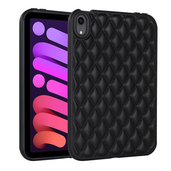 Back Case for iPad 9th Gen 2021/8th Gen 2020/7th Gen 2019, Stylish Diamond Texture Soft TPU Anti-Slip Lightweight Ultra Slim Drop Protective Shockproof Cover for iPad 10.2 Inch, Black