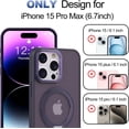 thumbnail image 2 of 360° Rotatable Magnetic Ring Stand for iPhone 15 Pro Max Case Magsafe, Shockproof Protective Slim Translucent Back iPhone 15 Promax Case for Men Women 6.7 - Purple, 2 of 12