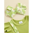 thumbnail image 6 of Suealasg Newborn Baby Girl Clothes Fly Sleeve Daisy Print Bow Romper with Headband Set 2Pcs Infant Summer Photoshoot Outfits, 6 of 7