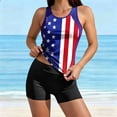 thumbnail image 2 of Women's 2 Piece Tankini Swimsuit with Chest Pad Round Neck Tank Top Printed High Waist Shorts Casual Bathing Suit (XL, Multicolor), 2 of 9
