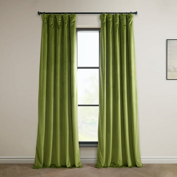 Half Price Drapes Yellow Green Heritage Plush Velvet Room Darkening Curtains (1 Panel), 50W X 84L