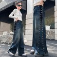 thumbnail image 5 of Cowsor Girls Baggy Jeans Distressed Denim Pants Elastic Waist Wide Leg Jeans for Girls Kids Loose, 5 of 7