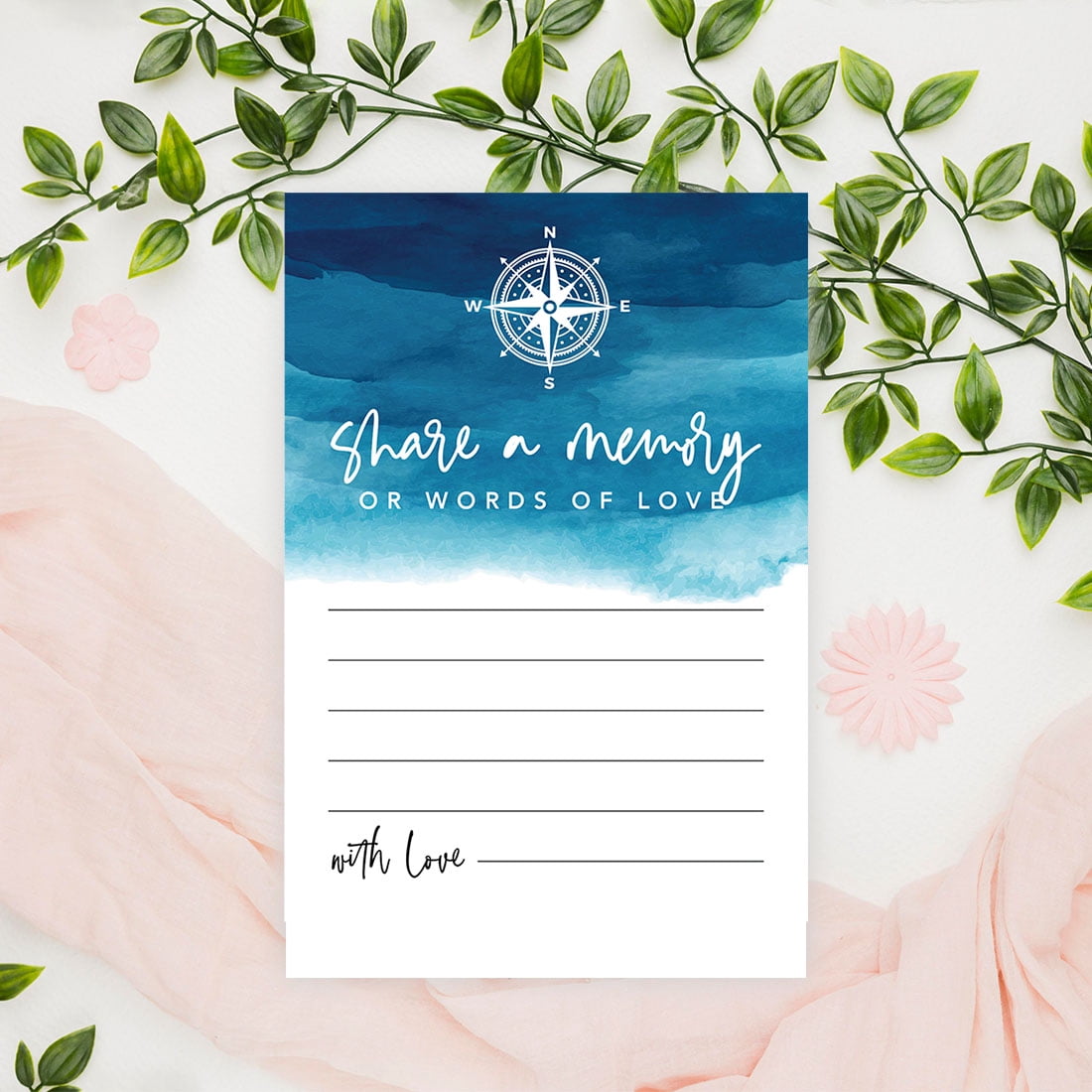Koyal Wholesale Share a Memory Cards, Watercolor Nautical Cards for Wedding, Life Memories, 4" x 6", 52-Pk