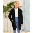 thumbnail image 4 of Sherrylily Girls Batwing Long Sleeve Sweater Cardigan Open Front Chunky Knit Sweaters Coats with Pockets 5-14 Years, 4 of 6