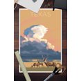 thumbnail image 2 of Texas, White-tailed Deer and Rain Cloud, Lithograph (12x18 Wall Art Poster, Room Decor), 2 of 3