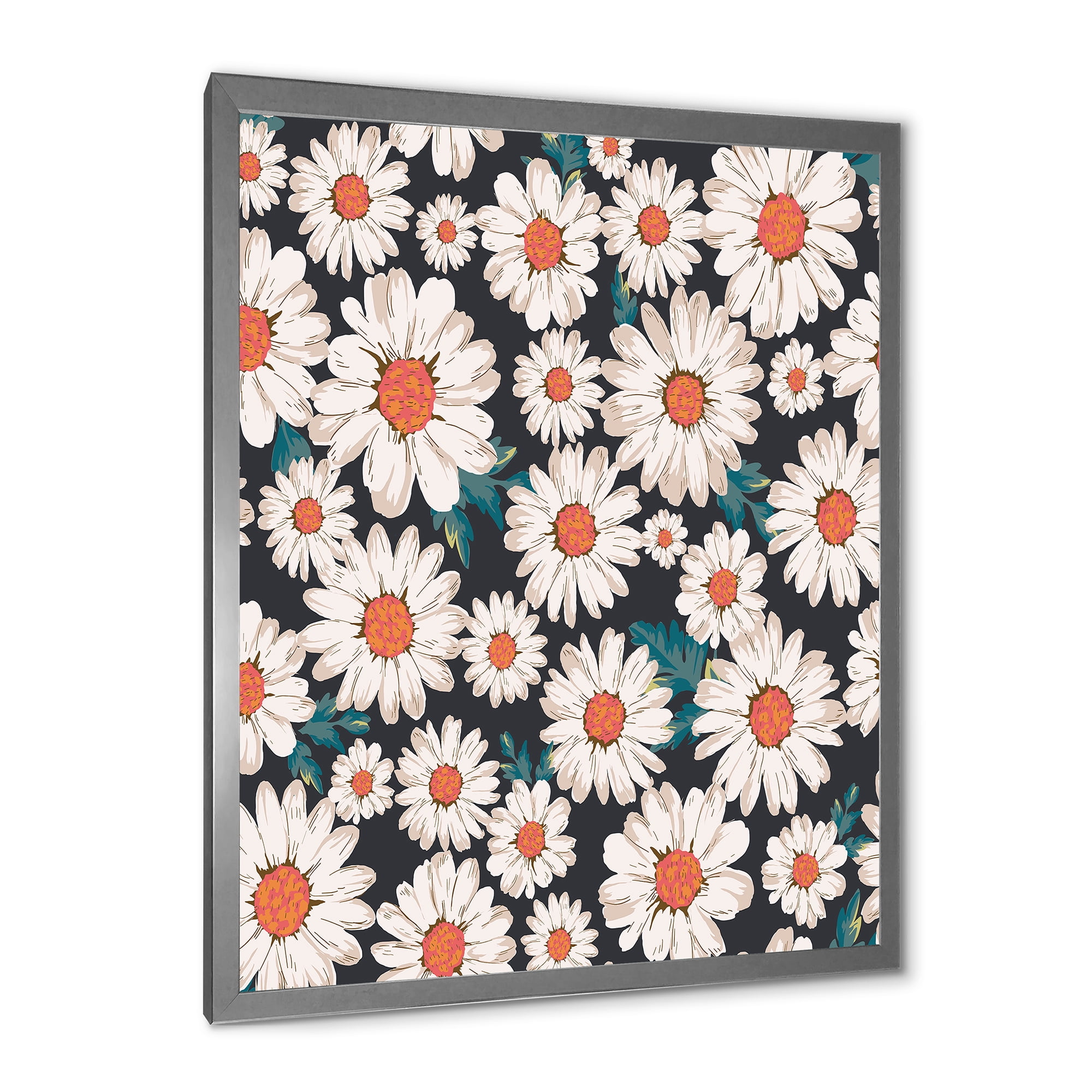 Designart 'Prolific of White Daisy Flowers' Traditional Framed Art Print