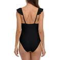 thumbnail image 5 of Women's Ruffle V Neck One Piece Swimsuit Ruched Monokini Swimwear, 5 of 5