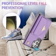 thumbnail image 6 of Phone Case for Samsung Galaxy S23 Ultra 5G Wallet Cell Cover with Credit Card Holder Stand Shoulder Crossbody Strap Long Lanyard Leather S23Ultra 23S S 23 23Ultra 6.8 inch Women Girls Purple, 6 of 11
