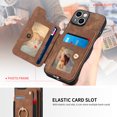 thumbnail image 2 of Nalacover For iPhone 13 Case Ring Holder Kickstand with Credit Card Holder, Back Flip Premium Leather Magnetic Clasp Removable Wirst Hand Strap Cover For iPhone 13, Brown, 2 of 14