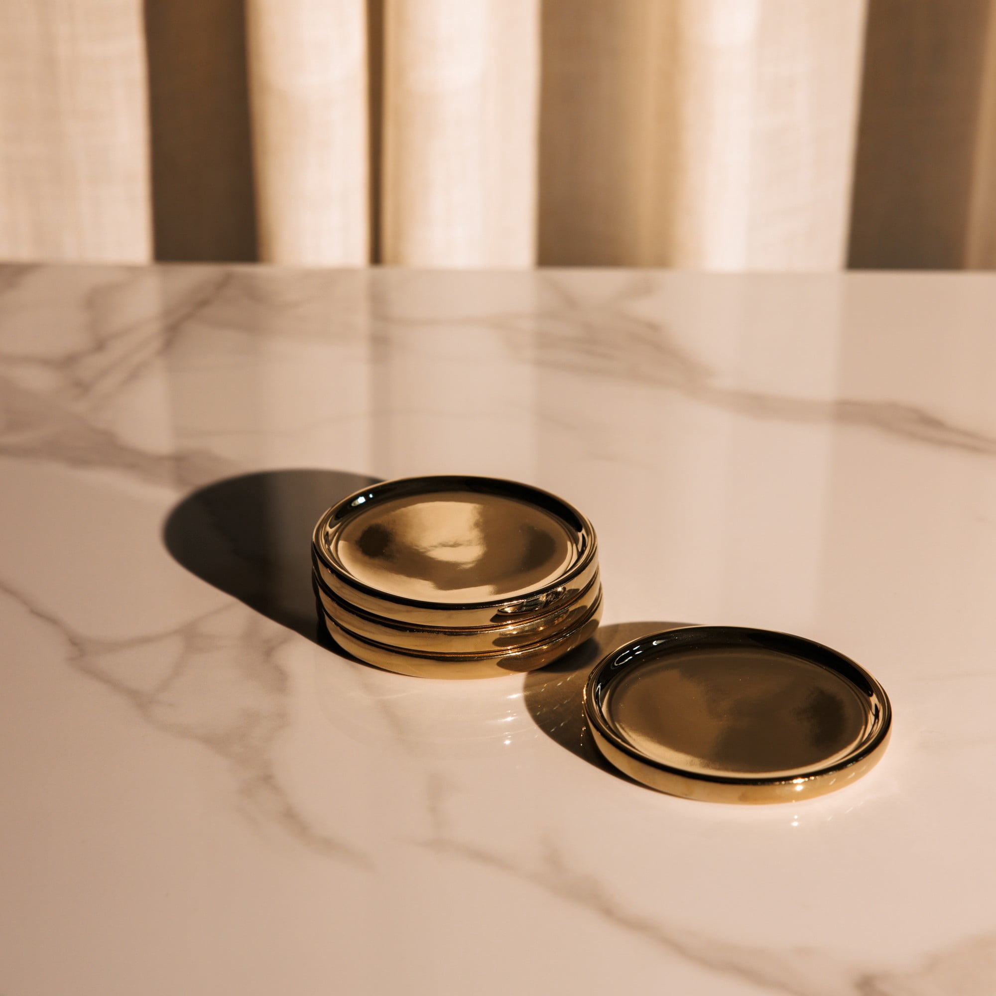 Thyme & Table Gold Ceramic Coaster Set, Set of 4
