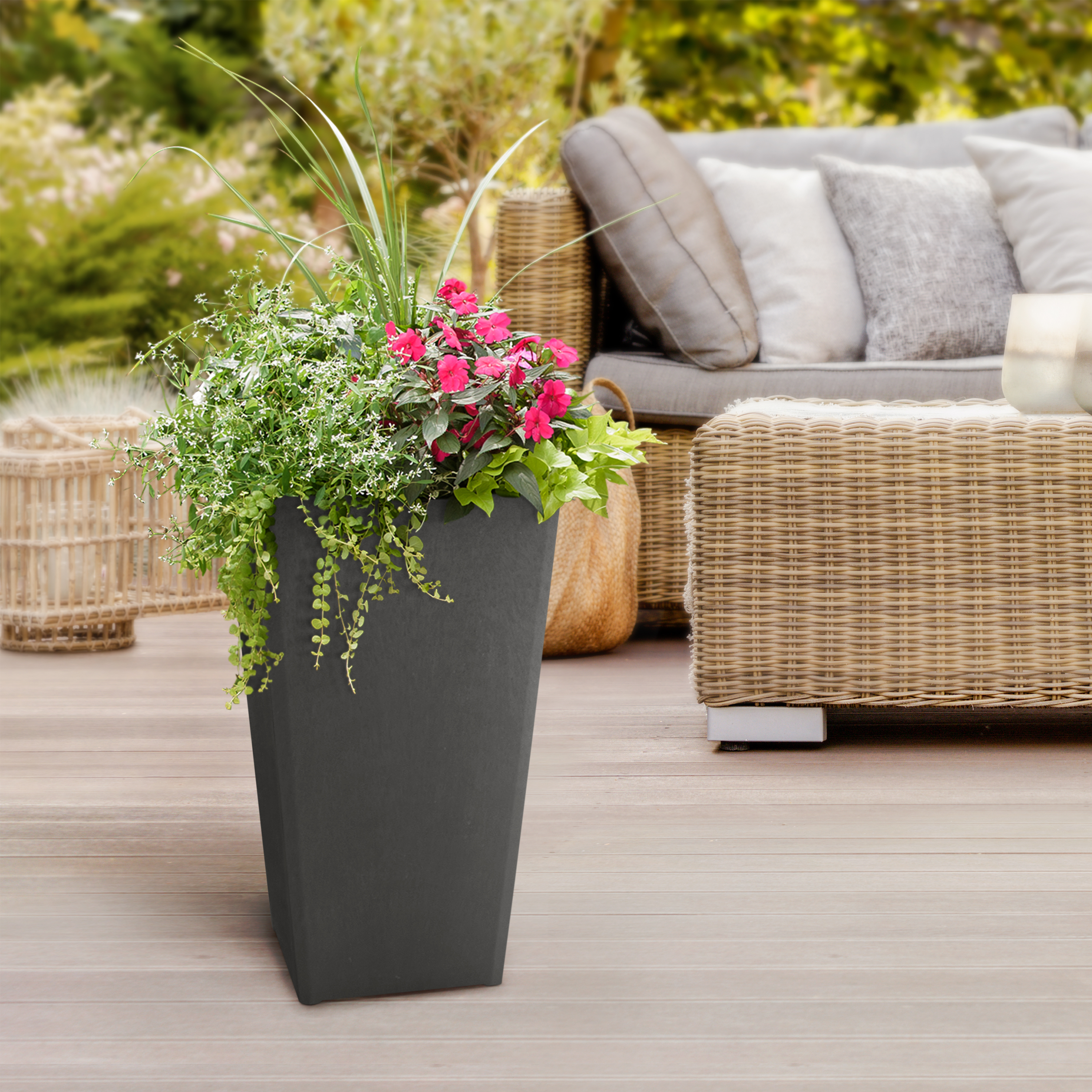 Multy Home Avondale 24-Inch Recycled Slate Planter, Gray photo 2