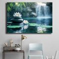 thumbnail image 4 of Mudket Framed Canvas Wall Art Zen White Balancing Stones Bamboo Waterfall Pond Prints Wall Decor Print Ready to Hang for Bathroom Bedroom Office Calming Wall Art - 12"L x 8"W, 4 of 10