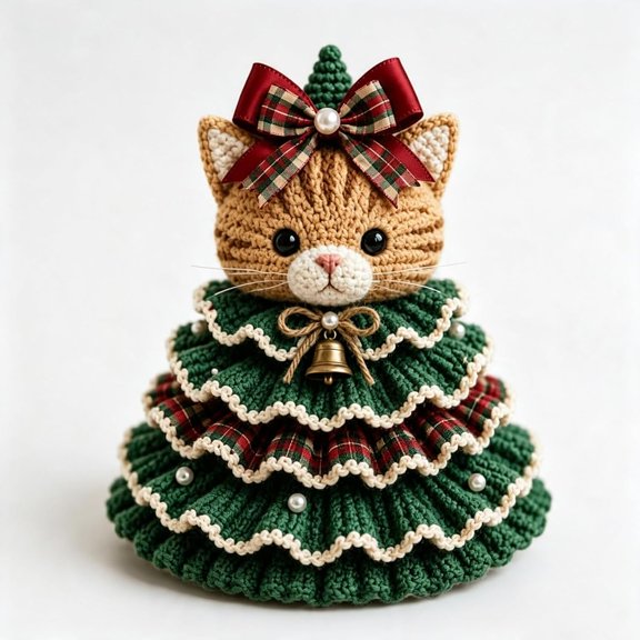 CLOUJI Trmonol Crochet Animal Christmas Tree DIY Kit, DIY Crochet Christmas Tree Kit, Christmas DIY Crochet Kit for Beginners, Handmade Holiday Craft Set，Highland Cow
