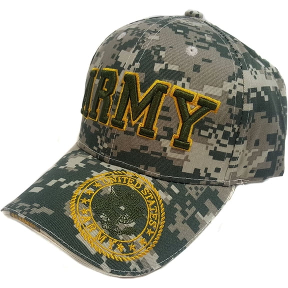 US Military Army Bold Emblem on Brim Adjustable Baseball Hat Cap (Digital Camouflage)