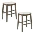 thumbnail image 1 of Scranton & Co 30" Padded Saddle Bar Stool Linen White Fabric Antique Gray 2-Pack, 1 of 4