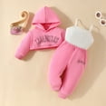 thumbnail image 3 of Elainilye Fashion Infant Baby Girl Long Sleeve Hooded Top with Solid Color Camisole Top with Long Pants Three Piece Set Sizes 0-3Y,Pink, 3 of 9