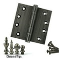 thumbnail image 2 of EMBASSY Door Hinge 4 x 4 Solid Brass Pewter with Urn Tips, 2 of 7