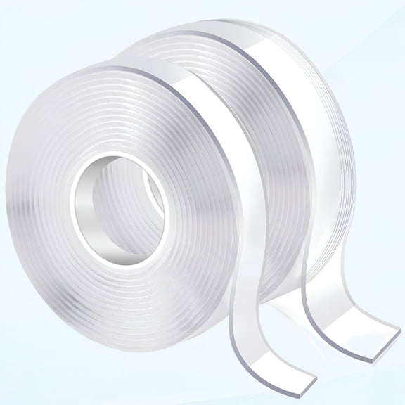 ICERUN Heavy Duty Double Sided Adhesive Tape,Double Stick Mount (2 Rolls,Total 20FT),Clear Double Sided Wall Tape Strips,Removable Poster Tape for Home,Office,Car,Outdoor Use