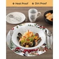 thumbnail image 3 of 15 Inch Round Placemats Set of 4, Grey Christmas Non Slip Heat Insulation PP Table Mats, Xmas Snowman Truck Snowflake Tree Balls Washable Place Mats for Kitchen Dining Party Table Decor, 3 of 7