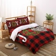 thumbnail image 3 of Christmas JOY King Size Comforter Set, Winter Holly Poinsettia Red Black Plaid Soft Bedding for All Seasons, 4 Pcs Bed Set with 1Comforter (90"x106") ,1 Sheet(94"x116"), 2 Pillowcases (19"x35"), 3 of 7