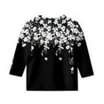 thumbnail image 4 of Xyxonk Girls 3/4 Sleeve Shirts Fall Cute Retro Floral Printed Shirts Kids CrewNeck Knit Size 10-12 Tshirt Trendy Girls Tops Tween Girls Clothes Black 160, 4 of 4