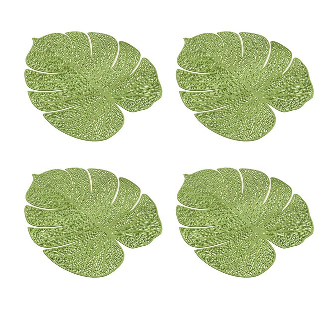 Juego de manteles individuales de 4 manteles individuales para mesa de comedor en forma de hoja