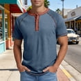 thumbnail image 3 of Henley Shirts for Men Summer Raglan Short Sleeve Color Block Casual Loose T-Shirts Lightweight Basic Tees, 3 of 5