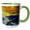 Green/White, variant on 3drose, 1930s Dawn of Aviation Over New York City Early American Flight, 15oz Two-tone Yellow Mug