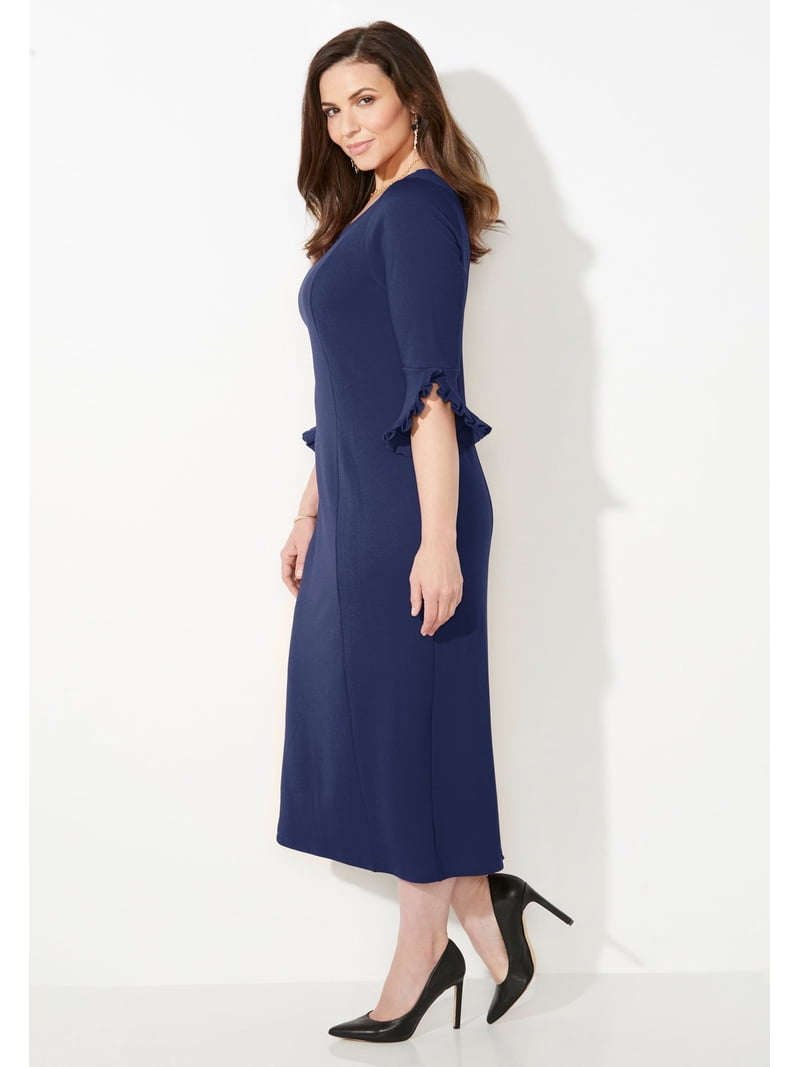 plus size formal shift dress Catherines Women's Plus Size Ruffle Sleeve Shift Dress