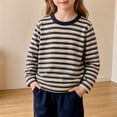 thumbnail image 2 of Boys Girls Classic Striped Crew Neck Tops Soft Stretchy Casual Fall Winter Clothes for Toddler & Children 2-12 Years, 2 of 7