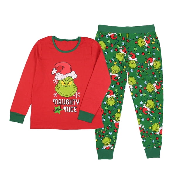 Moonsky-Family Matching Sets Pajamas, Loungewear Outfits,Christmas Tree Print Family Matching Red / Green Long Sleeve Tops and Christmas Element Prints Pants Set (Red / Green)#Women 3XL