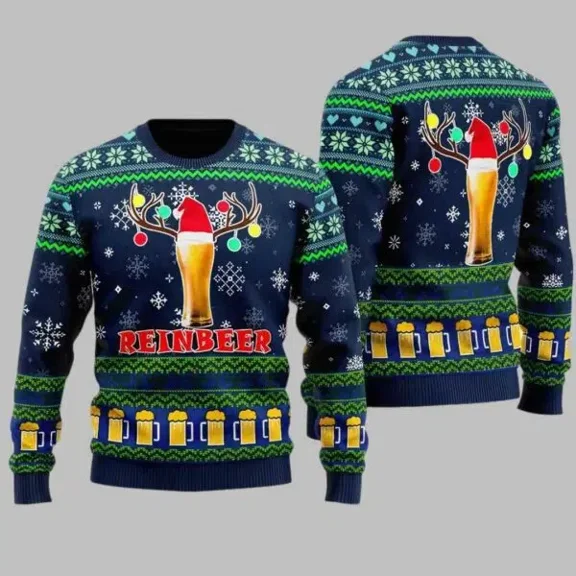 Christmas Beer Reindeer 3D Christmas Sweater