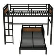 thumbnail image 6 of Harper & Bright Designs Metal Bunk Bed Twin XL over Twin XL with Stairs for Boys and Girls, Vintage Loft Bed with Guardrails for Bedroom, Walnut, 6 of 12