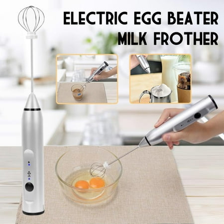 [3-Speed Adjustable] 1200mAh Electric Egg Beater Milk Frother Handheld Foam Cream Maker with 2 Whisks for Dessert Making Coffee Latte Cappuccino Hot
