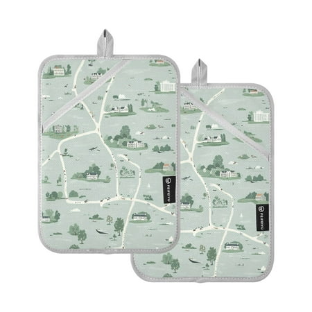 

Imaginary Town Set of 2 Heat-Resistant Quilted Pads Silver Polyester 7 x 9.8