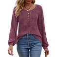 thumbnail image 4 of SHINE UP Shirts for Women Long Sleeve Crewneck Tunic Tops Casual Lightweight Pullover with Buttons, 4 of 9