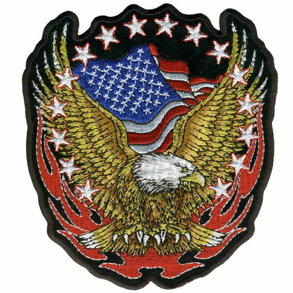 Hot Leathers PPA1427 Eagle Flag and Stars 11" x 12" Patch 11 Width x 12 Height Inches