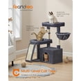 thumbnail image 2 of Feandrea Cat Tree, Cat Tower Condo with Scratching Posts and Ramp, 2 Large Perches, Cave, Basket, 33.8 Inches Tall, Dark Grey, 2 of 7